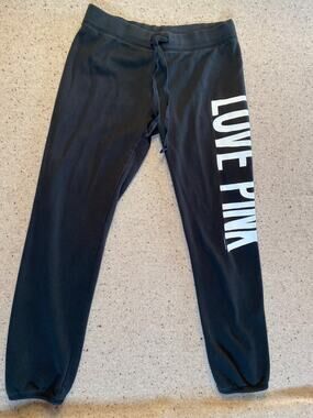 Y2K style Victoria's Secret Love Pink Black Spell Out Women's Jogger XS